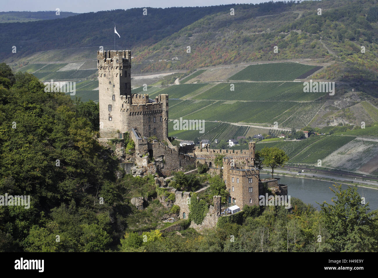 Castle Sooneck, near Niederheimbach, the Rhine, Rhineland-Palatinate, Germany, Stock Photo
