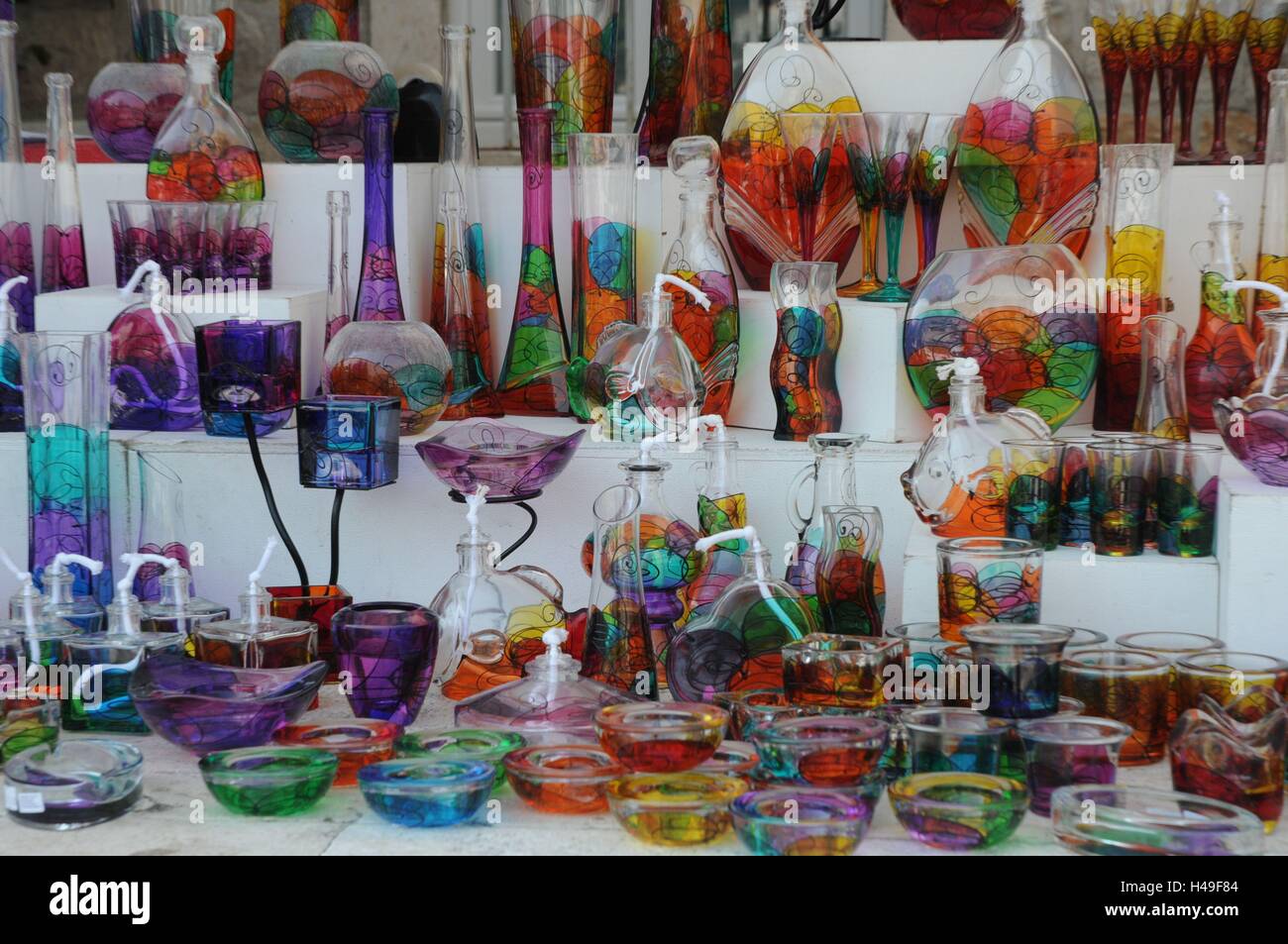 Glassware for sale in Dubrovnik, Croatia. Stock Photo