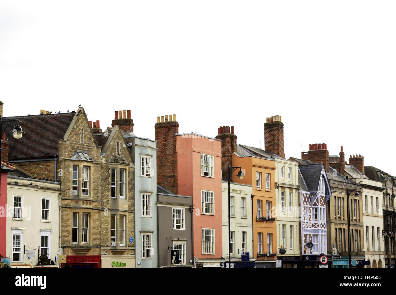 UK, Oxford, row of houses, England, city, houses, buildings, facades, multi-coloured, architecture, different, destination, tourism, place of interest, Stock Photo
