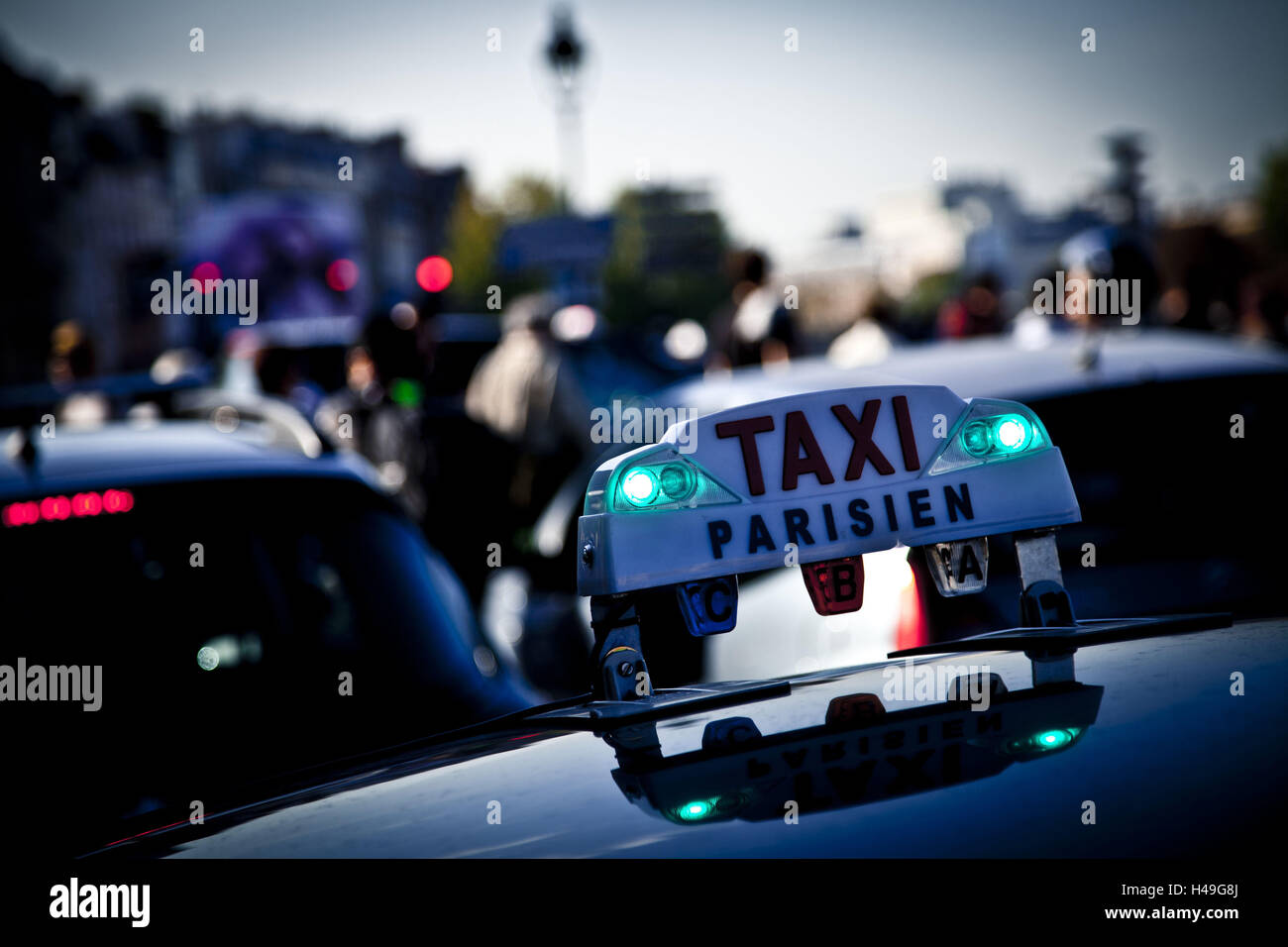 Taxi in Paris, France, Stock Photo