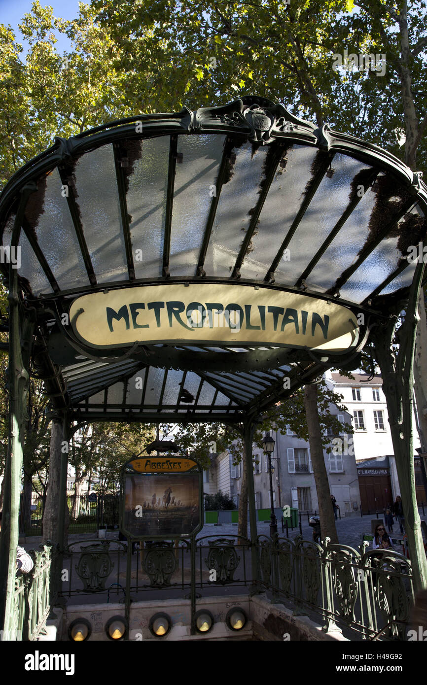 Metro station Abbesses, Jugendstil, Montmartre, Paris, Ile-de-France, France, Stock Photo