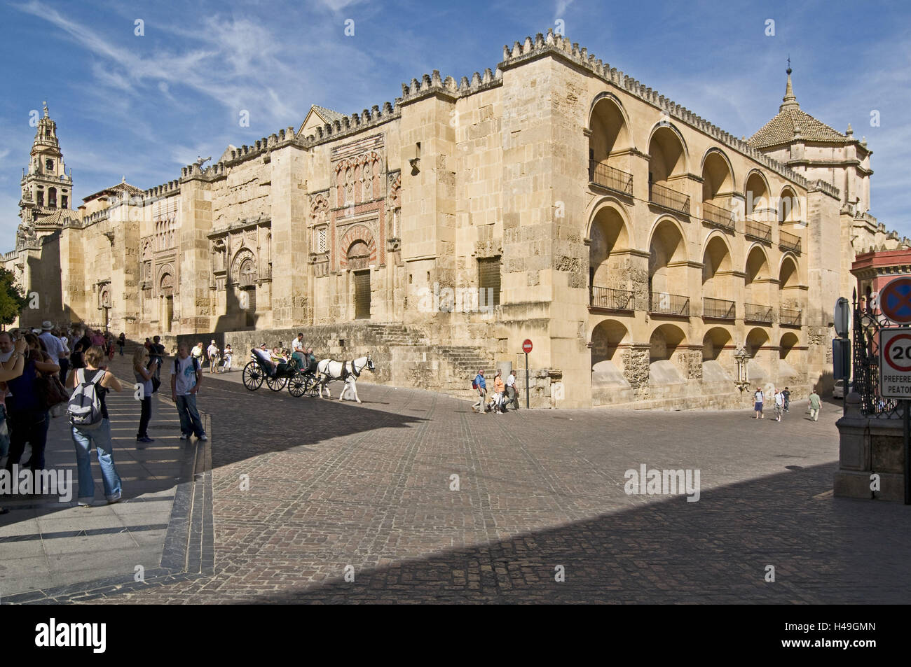 Spain, Cordoba, Mezquita Catedral, outside view, tower 'Torre de Alminar', Stock Photo