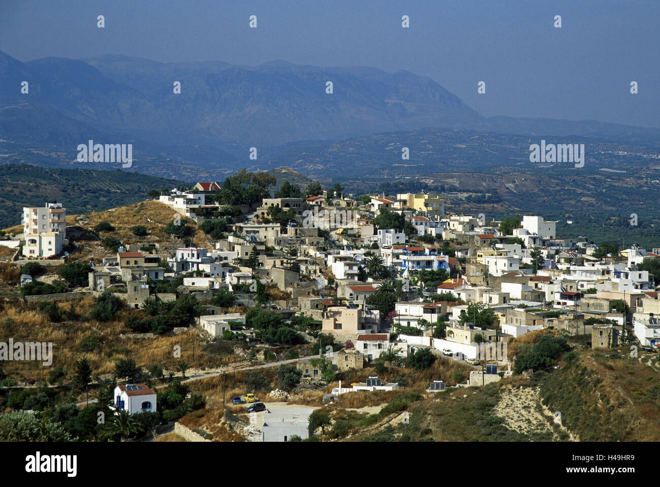Greece, Crete, Kamilari, houses, village, hillside situation Stock