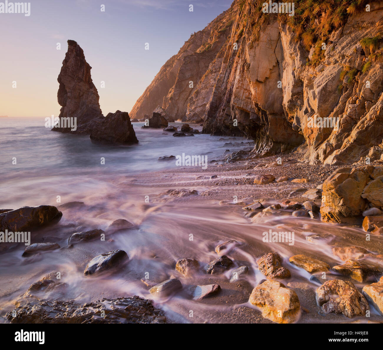 Swell at Playa del Silencio, Costa Verde, Asturias, Spain, Stock Photo