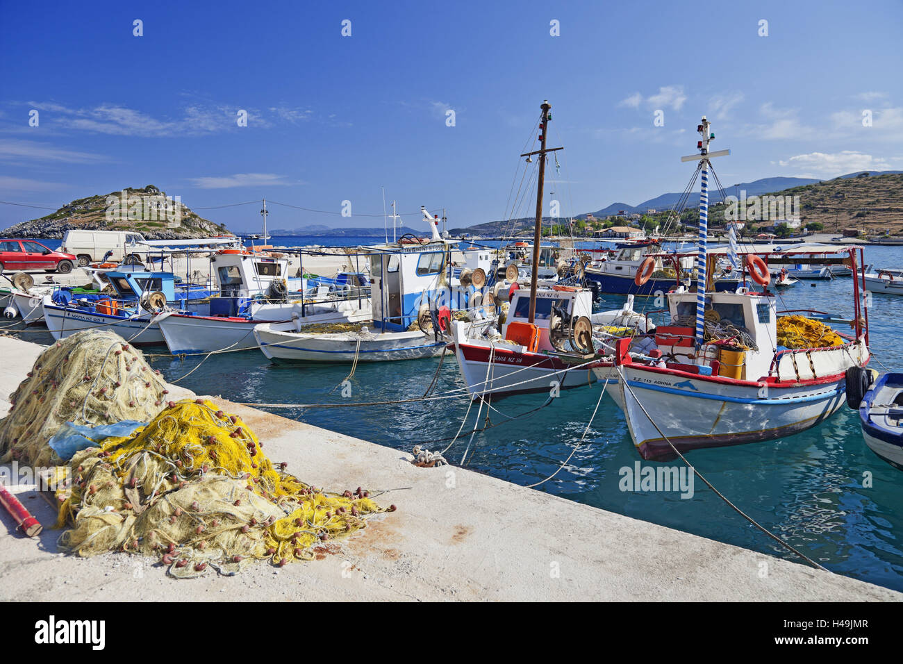 Greece, Zakynthos, fishing harbor, Agios Nikolaos Stock Photo Alamy