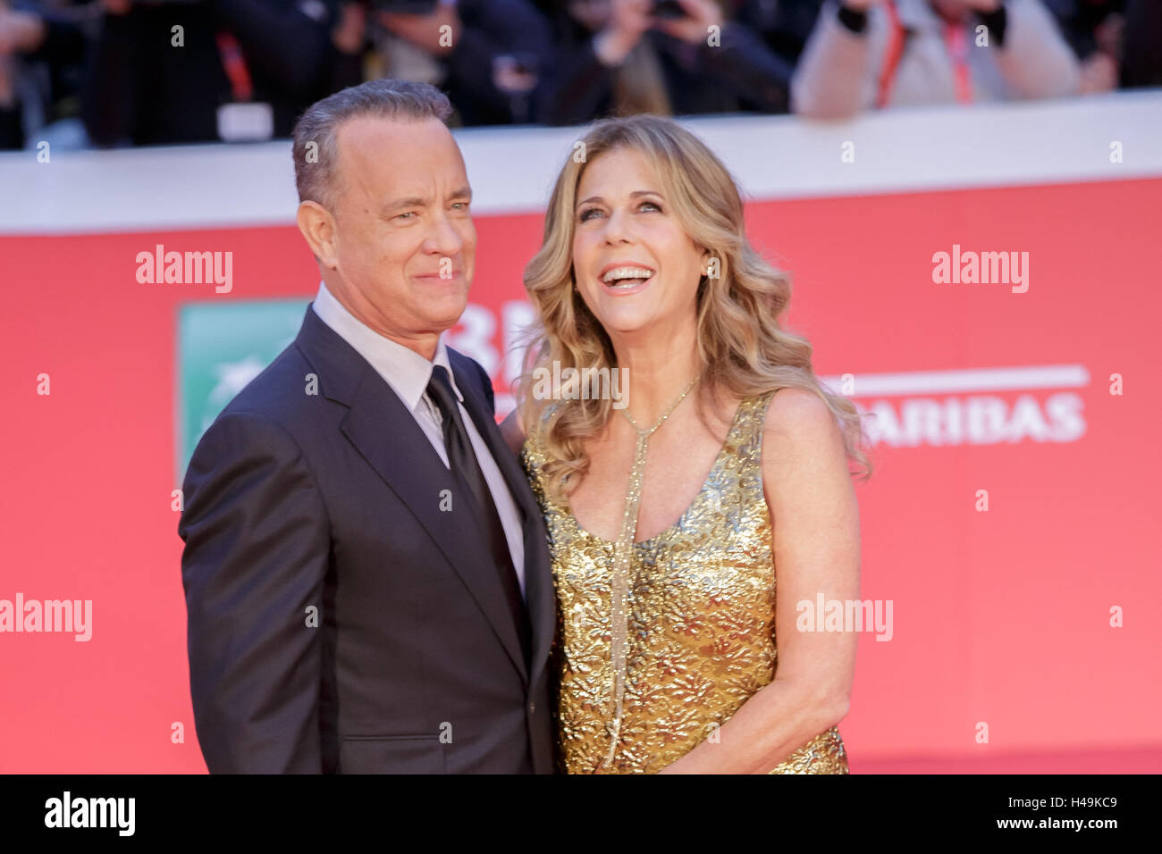 Rome, Italy. 13th Oct, 2016. Host of the red carpet to the auditorium music park with his wife Rita Wilson. The 11th Rome Film Festival will be held from 13th to 23rd October 2016 at the Auditorium Parco della Musica and in other venues throughout the city. The event hosts a large and challenging programmed of screenings, master classes, tributes, retrospectives, panels, and special events. Credit: Mauro Fagiani/Pacific Press/Alamy Live News Stock Photo
