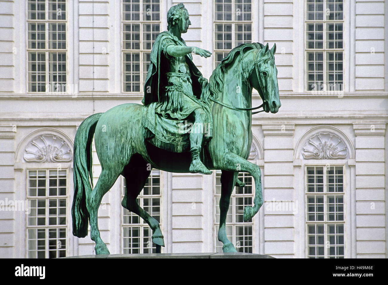 Austria, Vienna, space Josefs, bleed monument emperor Josef II in front of the national library, Stock Photo