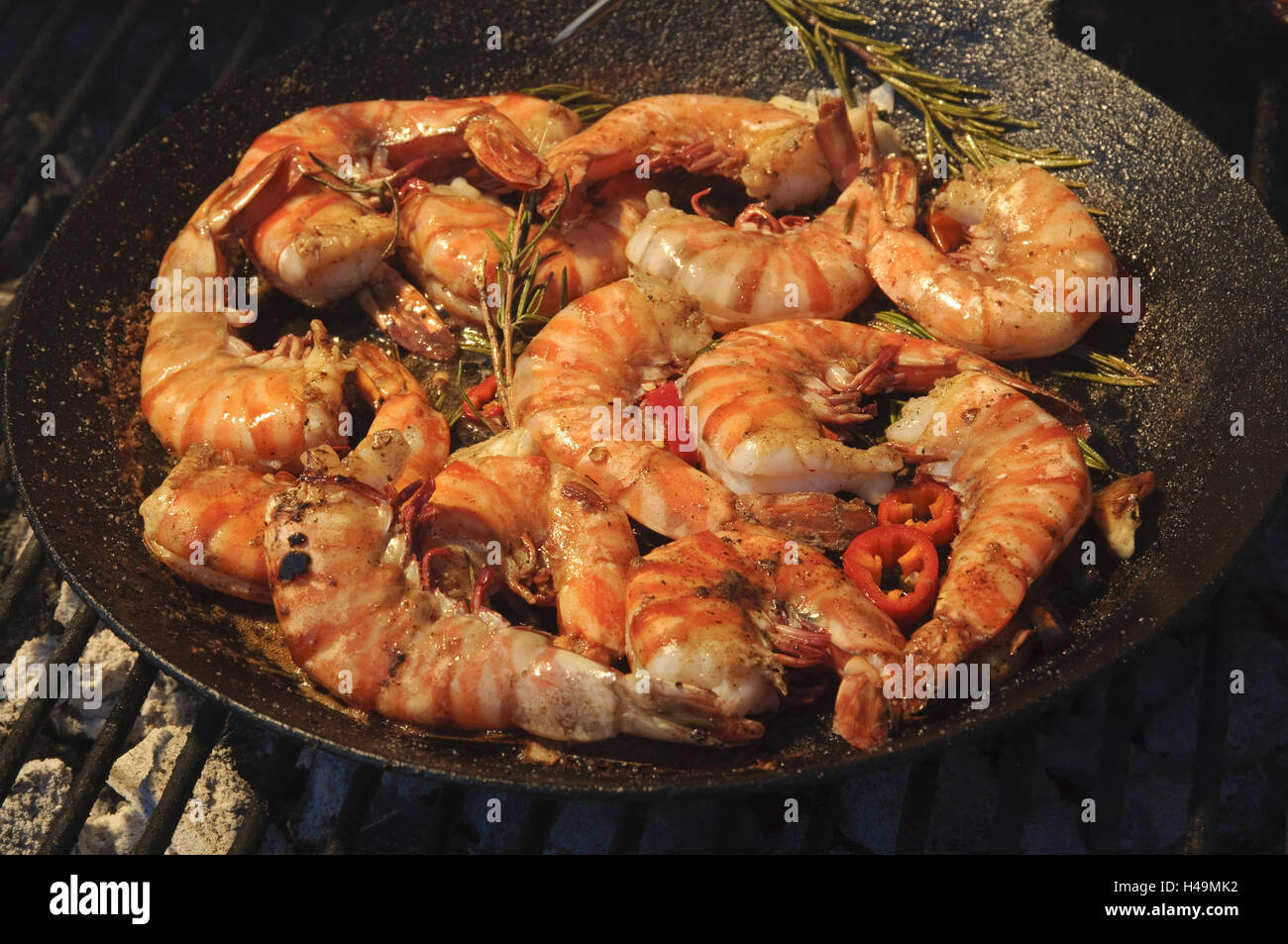 Grill, scampi, Elbhangfest in Loschwitz, Dresden, Saxony, Germany, Stock Photo