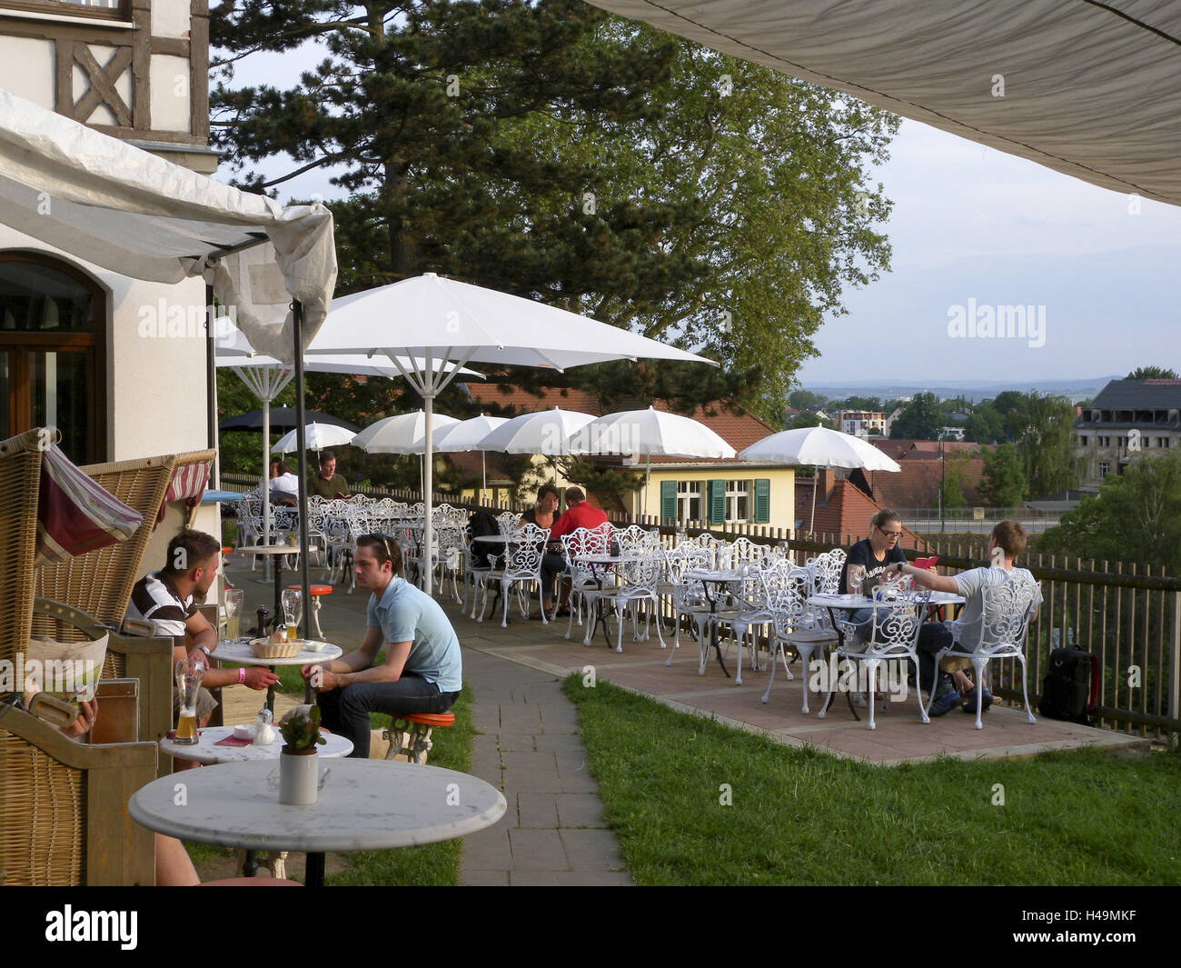 Restaurant 'Zaza', garden, Loschwitz, Dresden, Saxony, Germany, Stock Photo