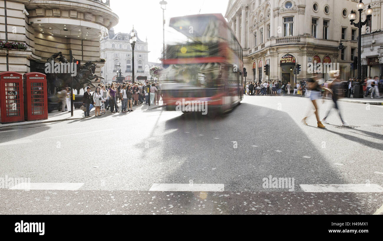 Street scene, bus, people, shopping, Coventry Street, Piccadilly Circus, Greater London, London, England, Great Britain, Stock Photo