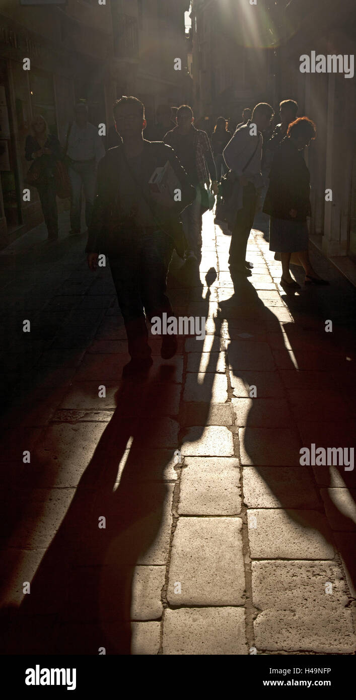 Venice, lane, person, backlight, shadow Stock Photo - Alamy