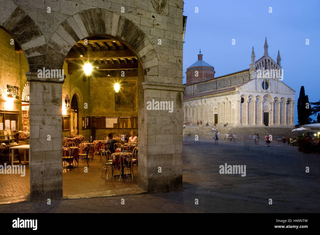 Italy, Tuscany, Massa Marittima, Old Town, bar, guests, cathedral, evening  Stock Photo - Alamy