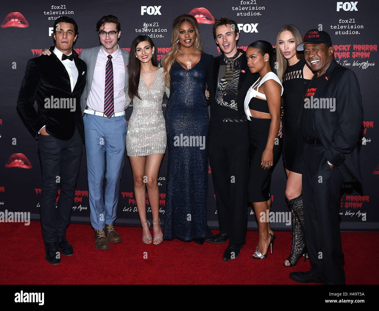 West Hollywood, California, USA. 13th Oct, 2016. Staz Nair, Ryan McCartan, Victoria Justice, Laverne Cox, Reeve Carney, Christina Milian, Ivy Levan and Ben Vereen arrives for the premiere of ''The Rocky Horror Picture Show; Let's Do The Time Warp Again'' Premiere at the Roxy theater. Credit:  Lisa O'Connor/ZUMA Wire/Alamy Live News Stock Photo