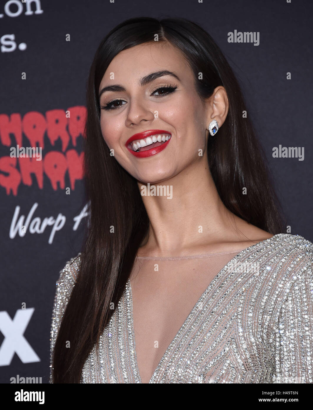 West Hollywood, California, USA. 13th Oct, 2016. Victoria Justice arrives for the premiere of ''The Rocky Horror Picture Show; Let's Do The Time Warp Again'' Premiere at the Roxy theater. Credit:  Lisa O'Connor/ZUMA Wire/Alamy Live News Stock Photo