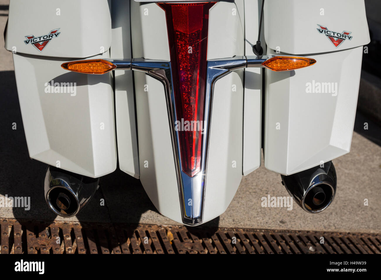 Rear view of a Victory Freedom V twin motorcycle Stock Photo