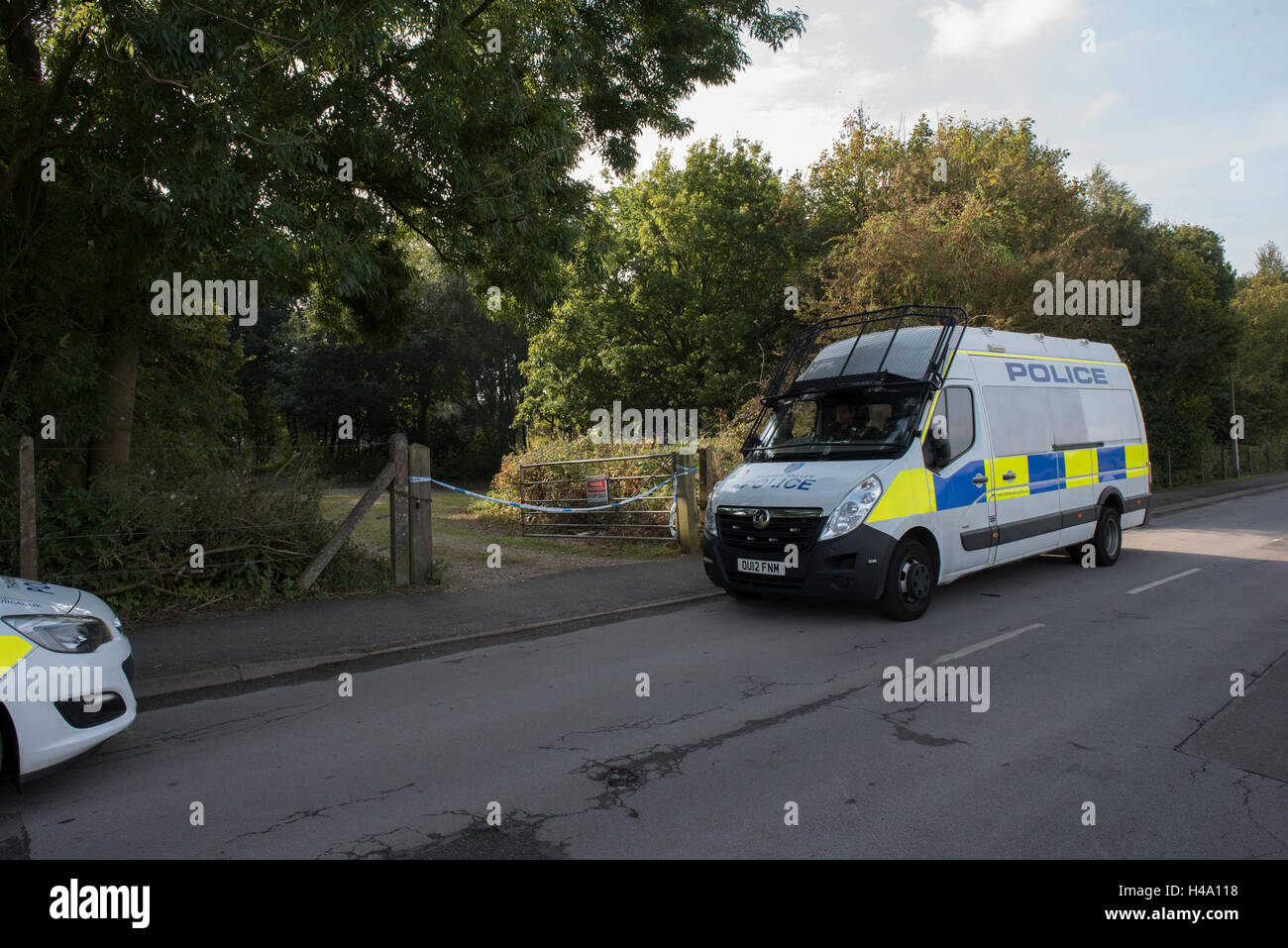 Beaconsfield, Buckinghamshire, UK. 14th October 2016. Police vehicles