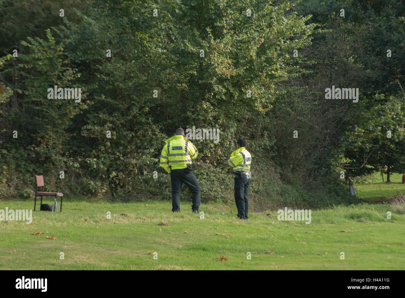 Beaconsfield, Buckinghamshire, UK. 14th October 2016. Police vehicles