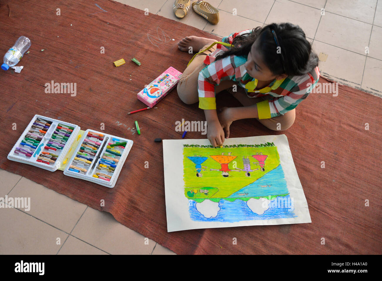 Bangladeshi children are participates in the painting competition at at