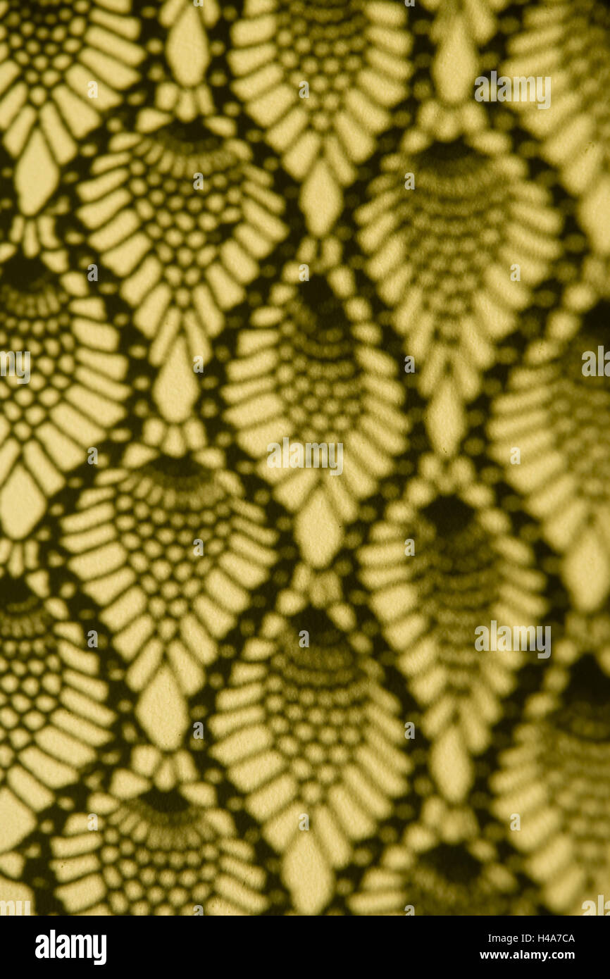 Crochet curtain, back light, pattern, blur, close-up, Stock Photo