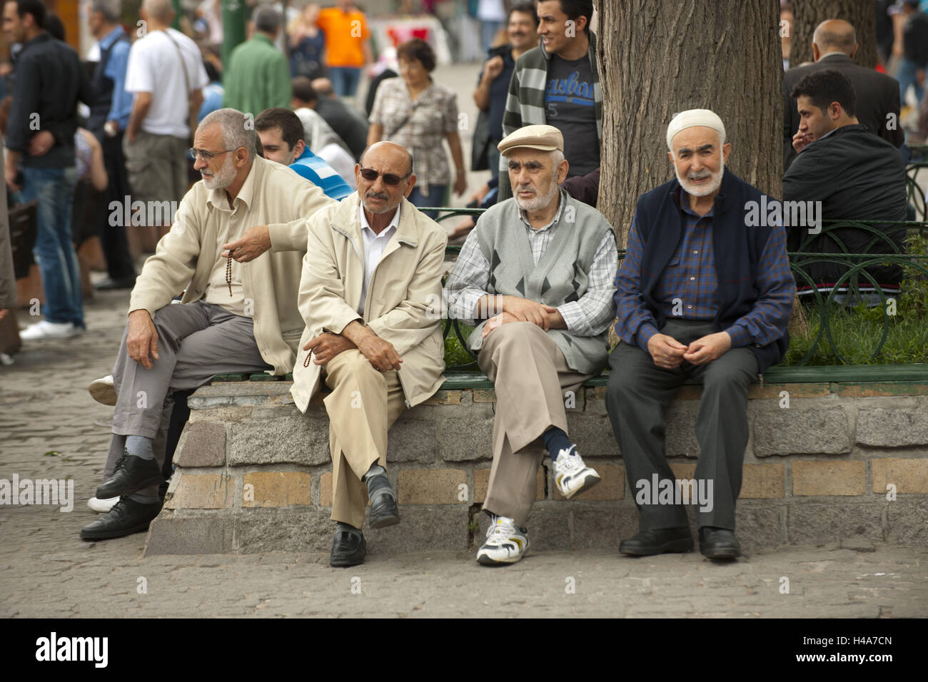 Turkey, Istanbul, Ortaköy, men on Sunday, Stock Photo