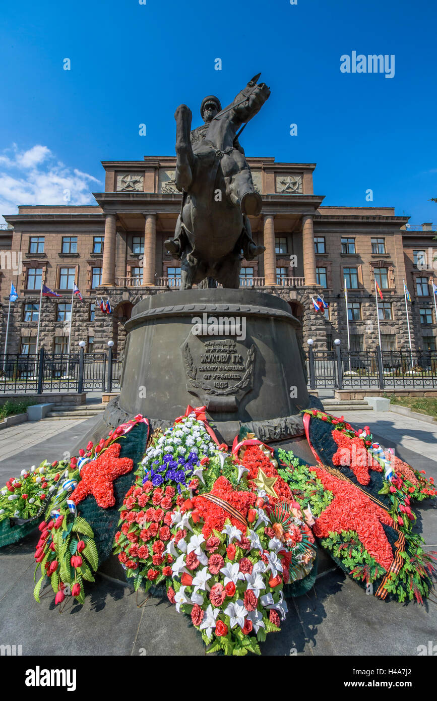 Marshal Zhukov Statue in the Central Military District headquarters, Ekaterinburg (Russia) Stock Photo