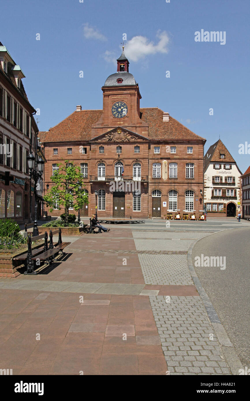 France, Alsace, Wissembourg, white castle, white castle, city hall, hotel de Ville Stock Photo