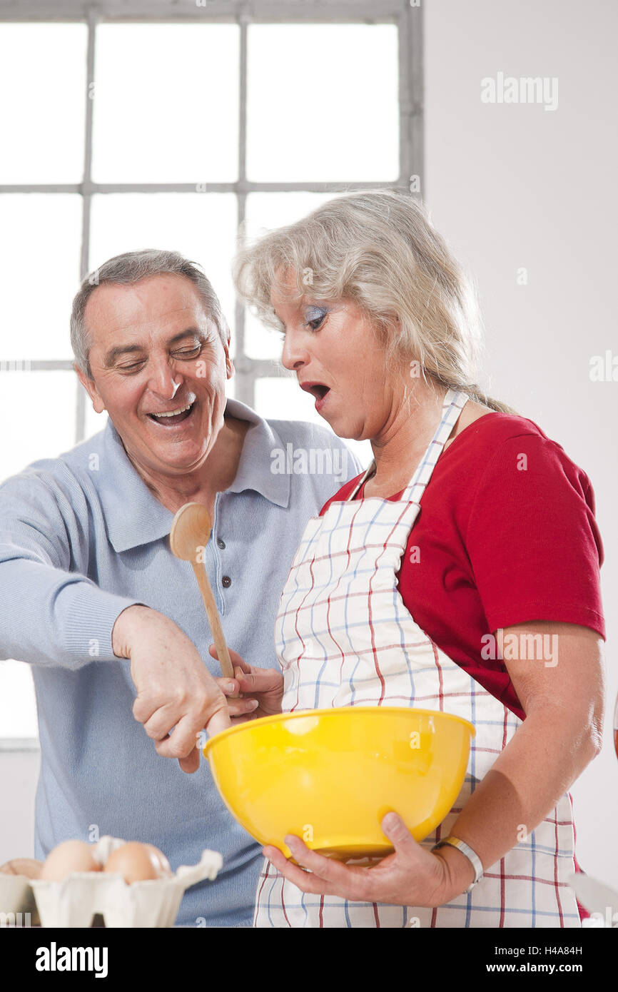 Older couple with the cooking, Stock Photo