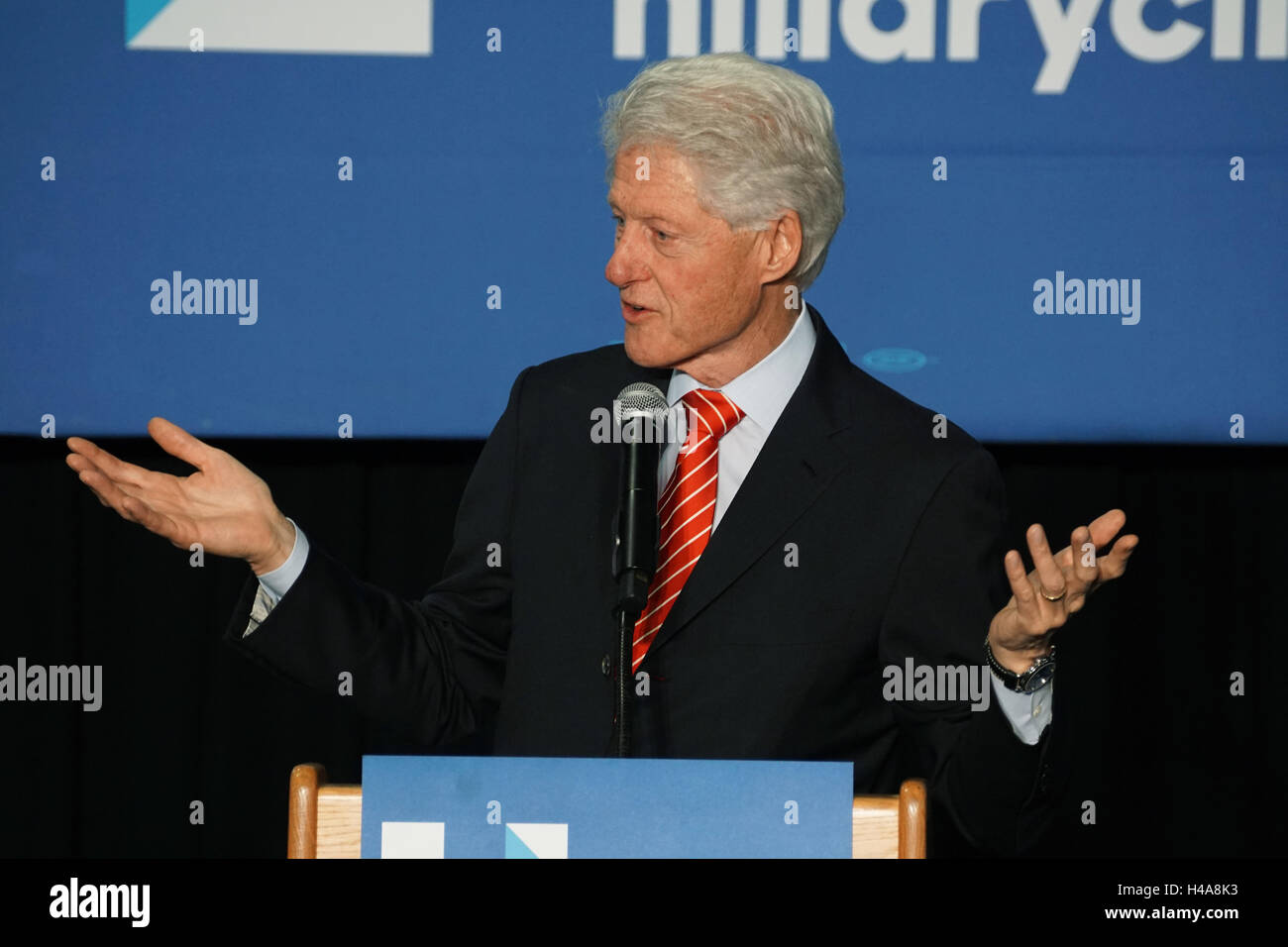 Former President Bill Clinton speaking at the Hillary Clinton campaign ...