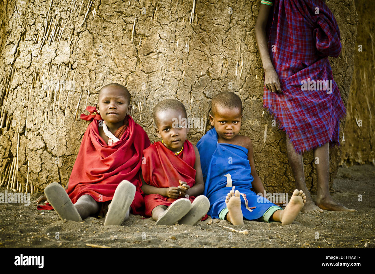 Africa, East Africa, Tanzania, Lake Natron, Maasai, children, Stock Photo