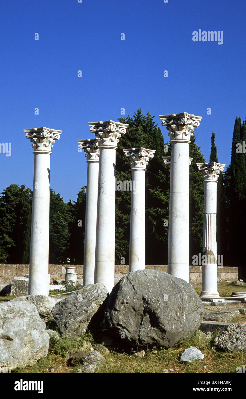 Greece, Dodecanese, island Kos, Asklepieion, Apollon temple, columns, Corinthian, Stock Photo