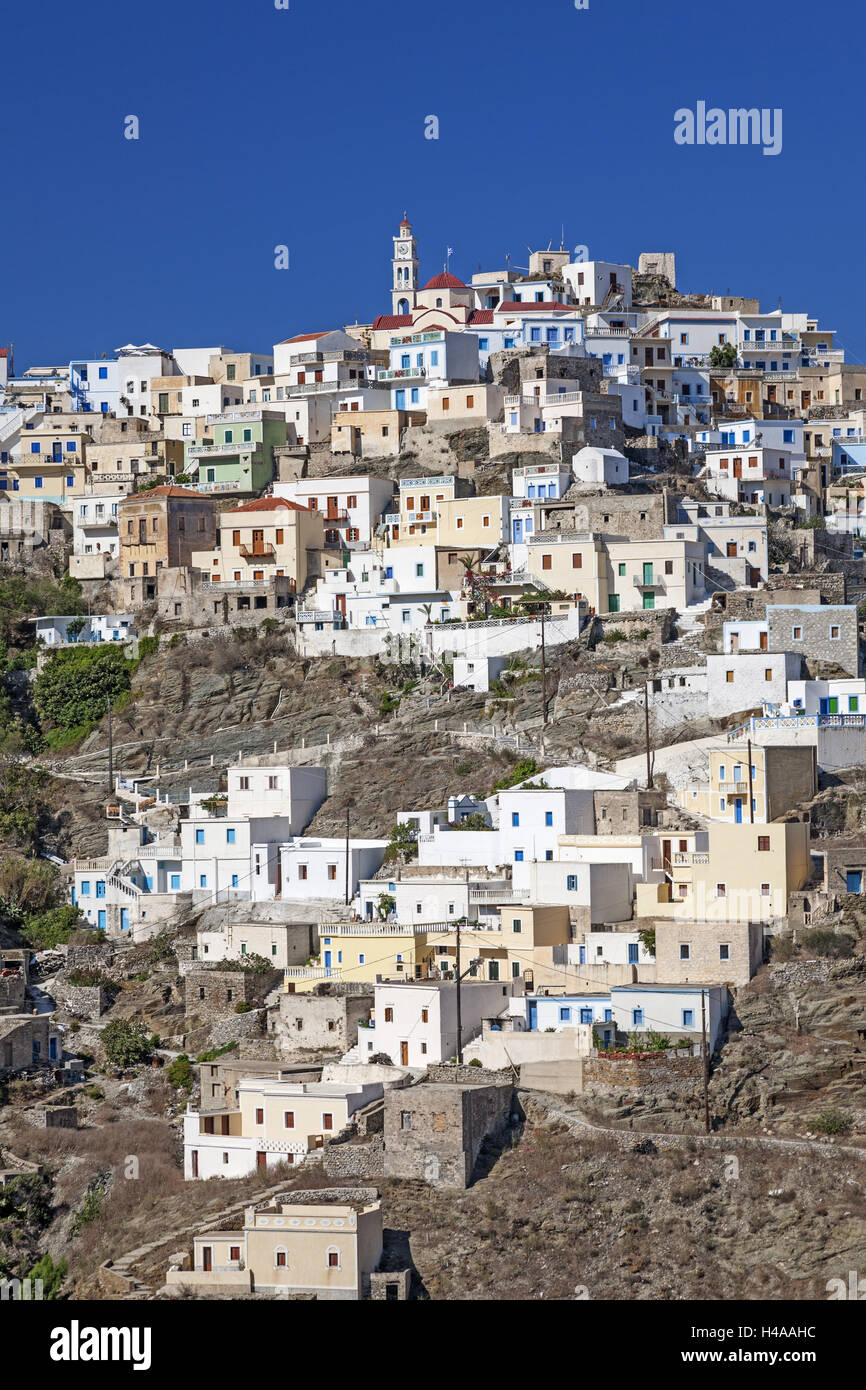 Greece, Karpathos, view at the mountain village Olympos, Stock Photo