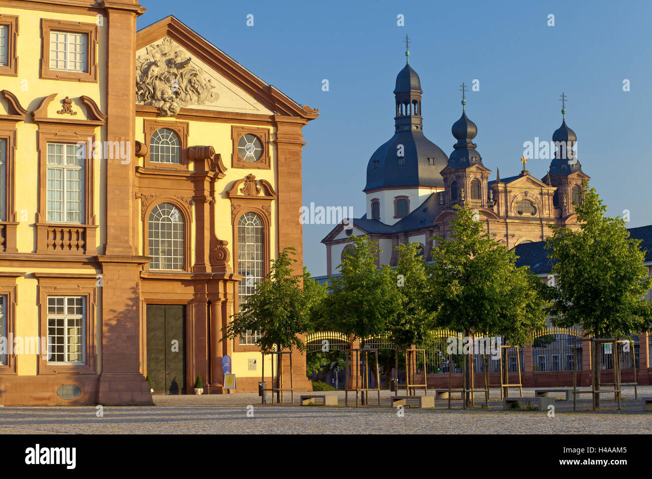 Germany, the Rhine, Baden-Württemberg, Mannheim, city centre, baroque castle, Catholic Jesuit's church Mannheim, Stock Photo