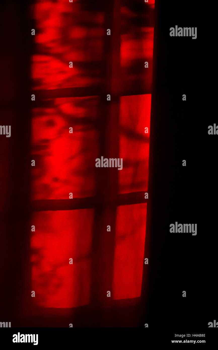 Curtain, Red, silhouette, window cross Stock Photo - Alamy