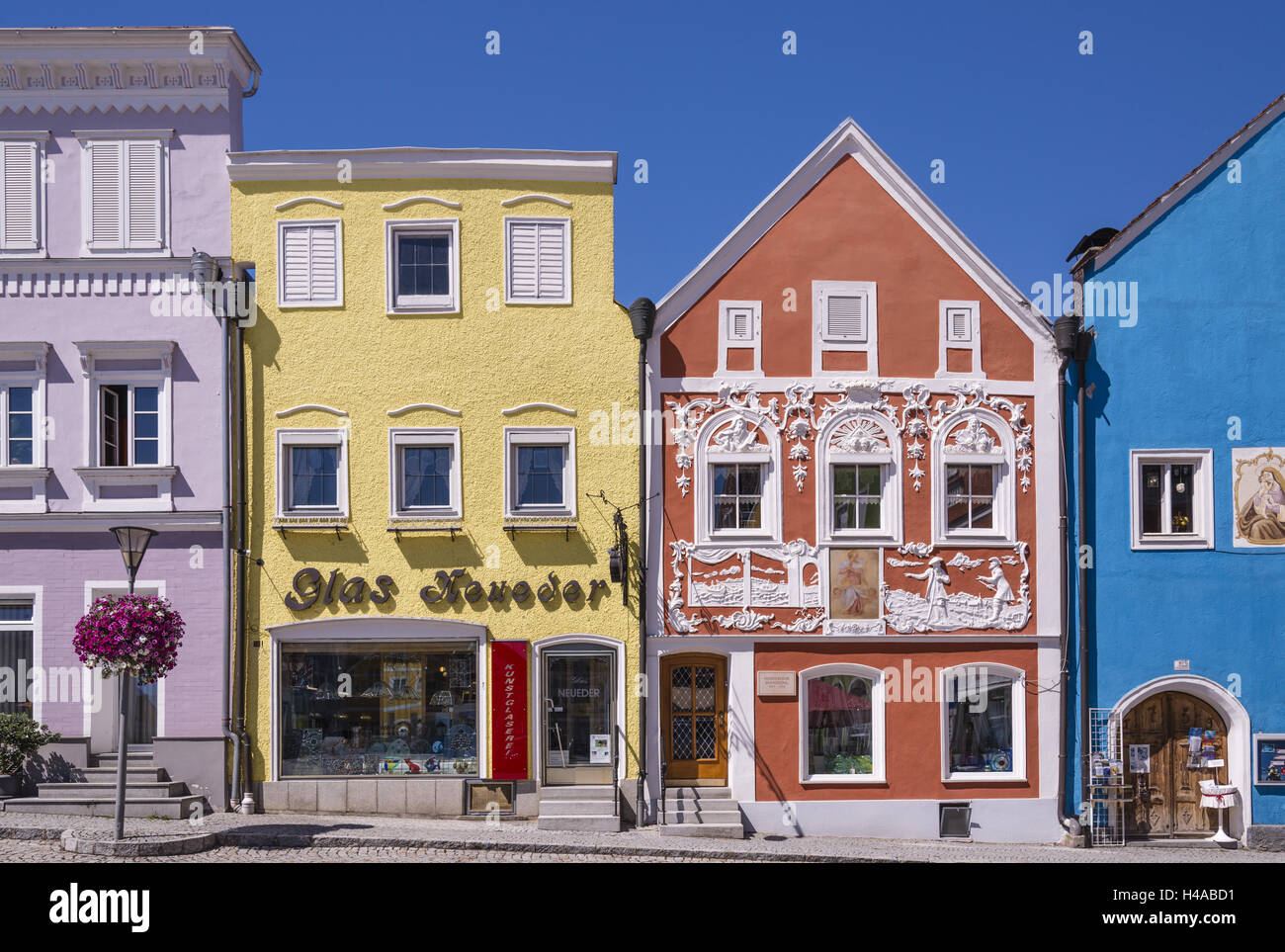 Austria, Upper Austria, Innviertel, Obernberg on the Inn, marketplace, house of Johann Baptist Modler, Stock Photo