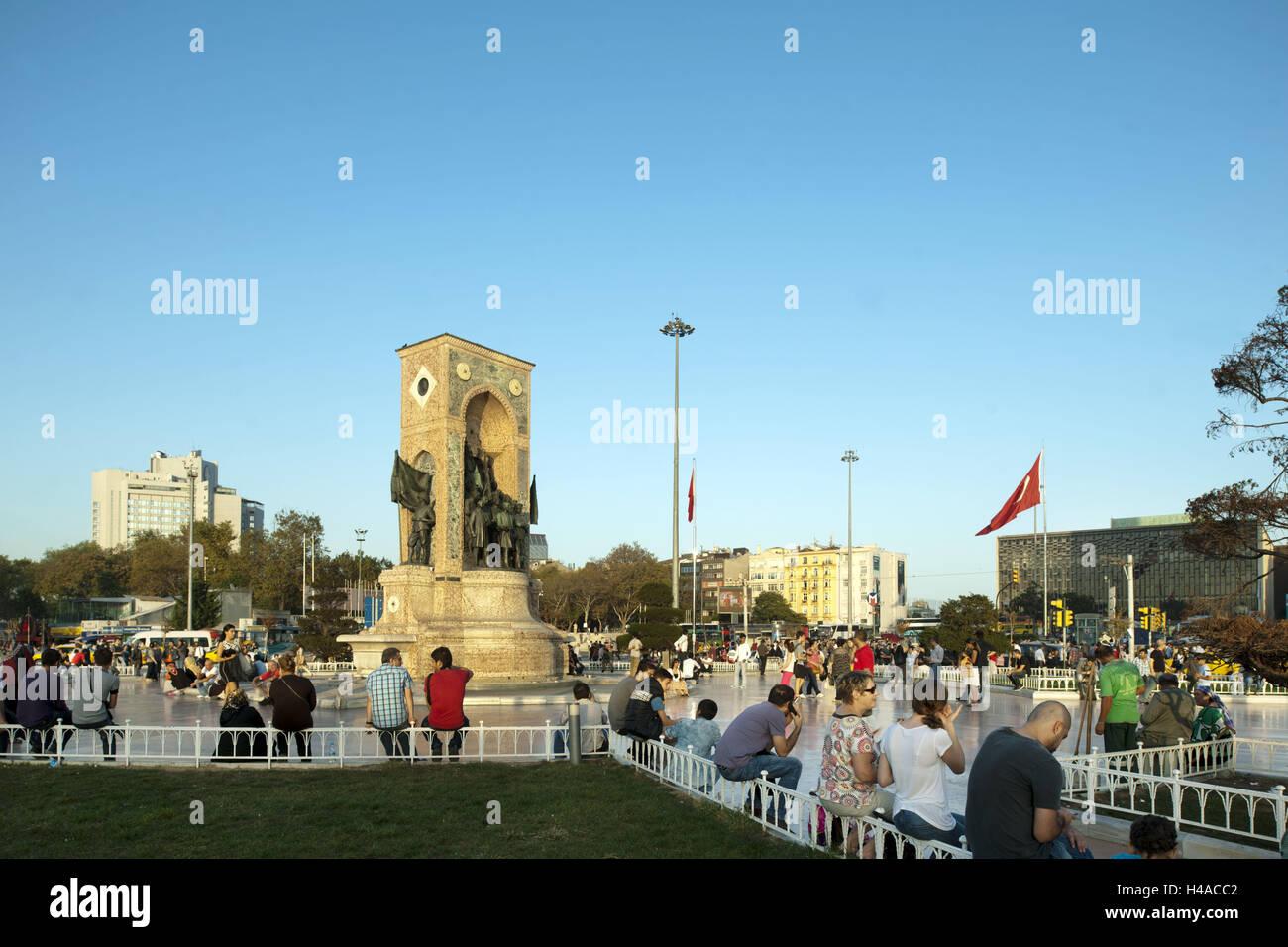 Turkey, Istanbul, Beyoglu, space Taksim, traffic interchange in the European part Istanbul with the monument the republic, Stock Photo