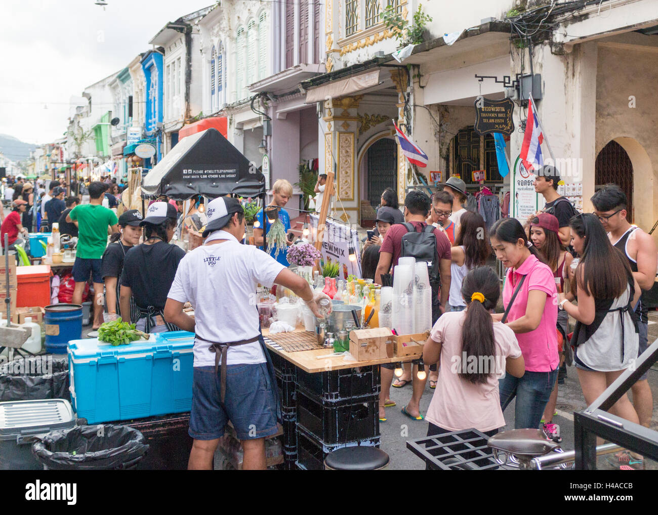 Sunday walking street market in Old Phuket Town, Thailand Stock Photo