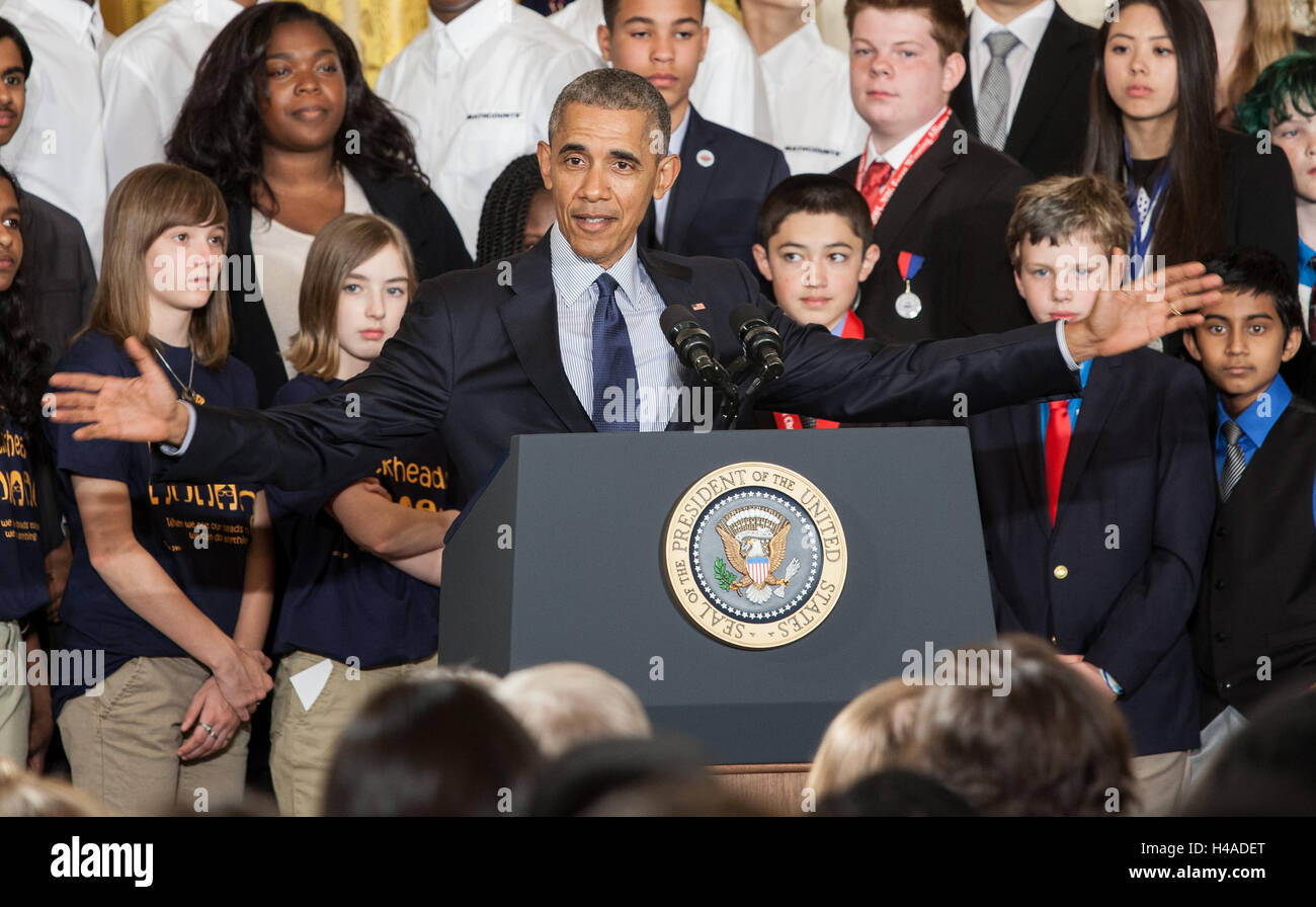 United States President Barack Obama speaks at the White House Science ...