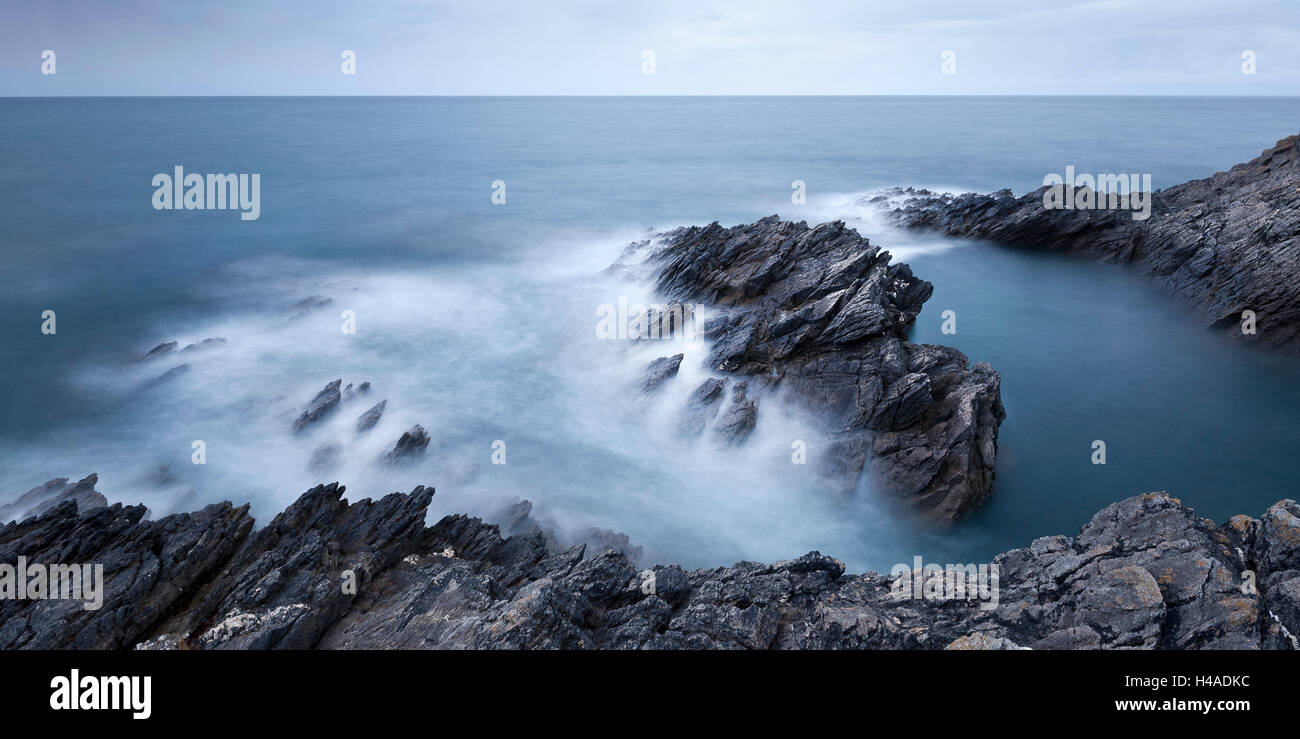 France, Brittany, Atlantic Ocean, coast, rock, Stock Photo