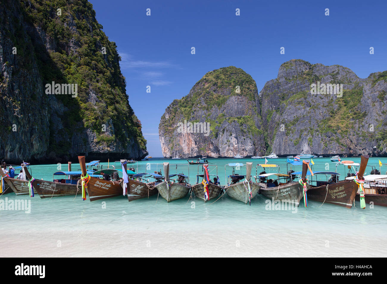 Longtail Boats At The Beach Maya Bay At Koh Phi Phi Leh