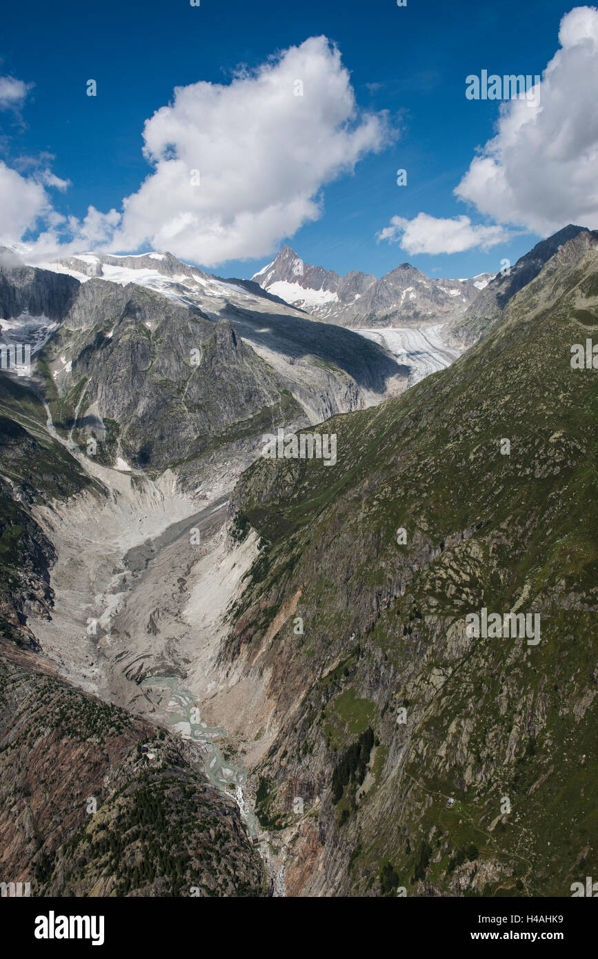 Fiescher Glacier, Finsteraarhorn, aerial picture, Fiesch, Valais, Switzerland Stock Photo