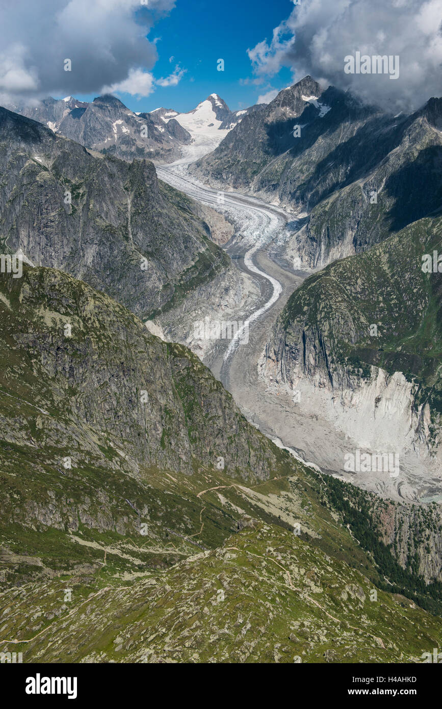 Fiescher Glacier, Finsteraarhorn, aerial picture, Fiesch, Valais, Switzerland Stock Photo