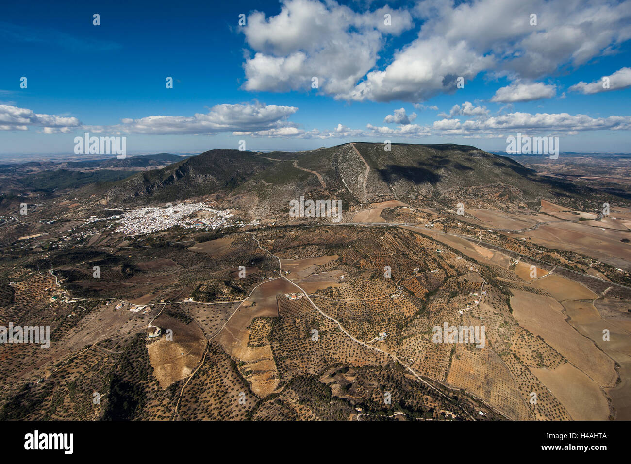 Andalusia, scenery, Algodonales, white village, holiday region, aerial picture, province of Cadiz, Spain Stock Photo