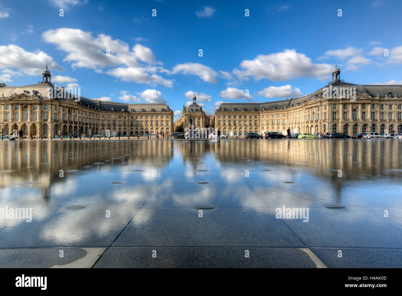 Water mirror in front of the Place de la Bourse, Bordeaux, Gironde, France, Europe Stock Photo