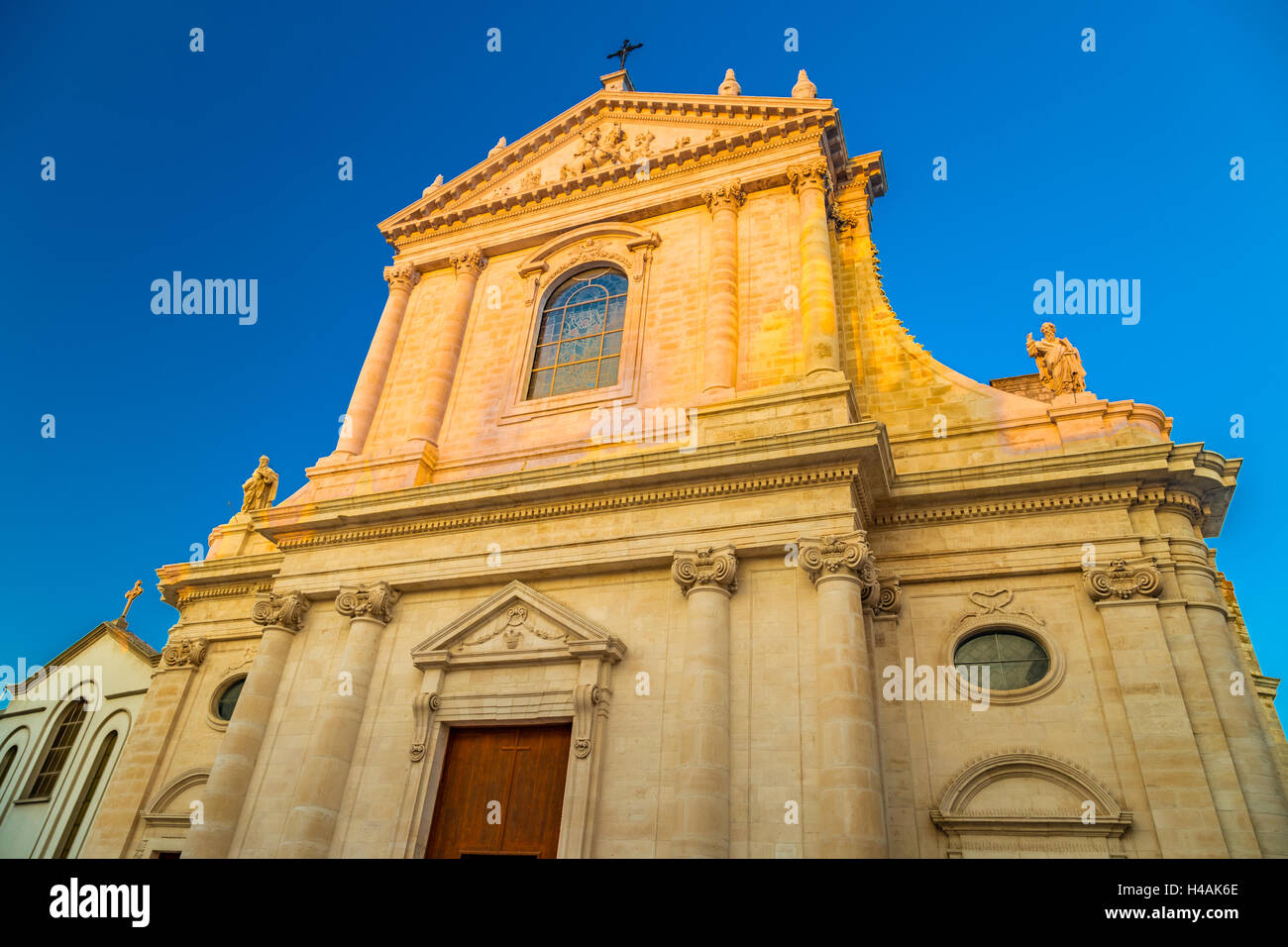 white church in Locorotondo, a town of Apulia in Italy Stock Photo