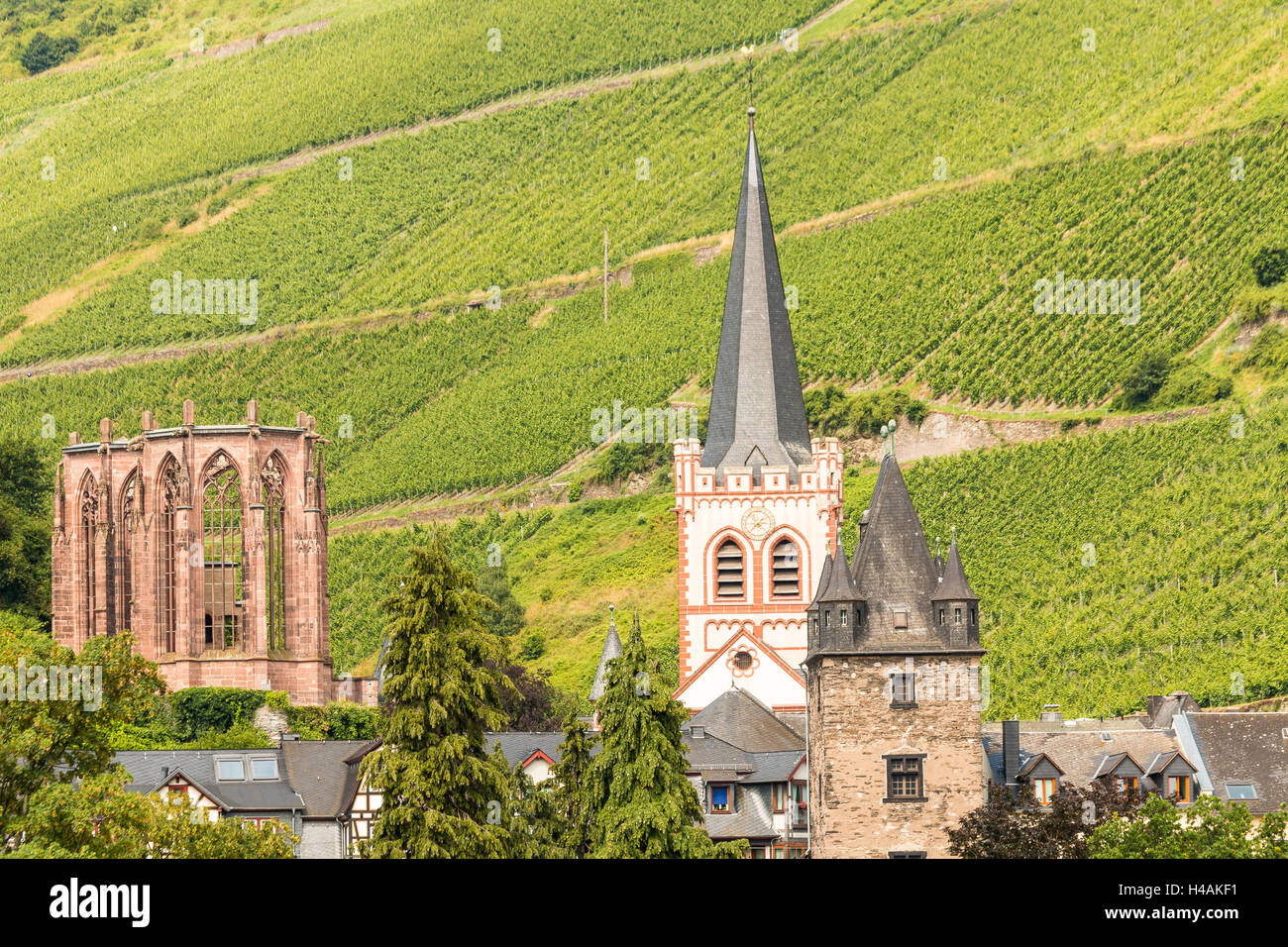 Wernerkappelle Werner Chapel Ruins,Bacharach, Rhine, Germany Stock Photo