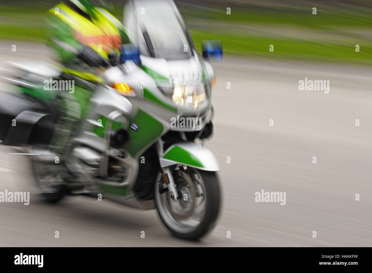 Police motorcycle, journey, blurs, Stock Photo