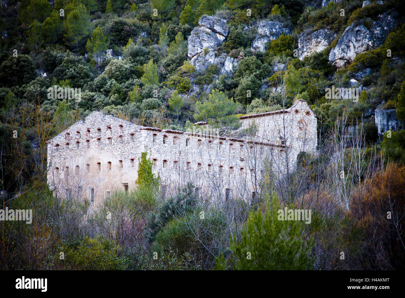 Old mill in the Montagnes de Prades, province Tarragona, Catalonia, Spain, Stock Photo