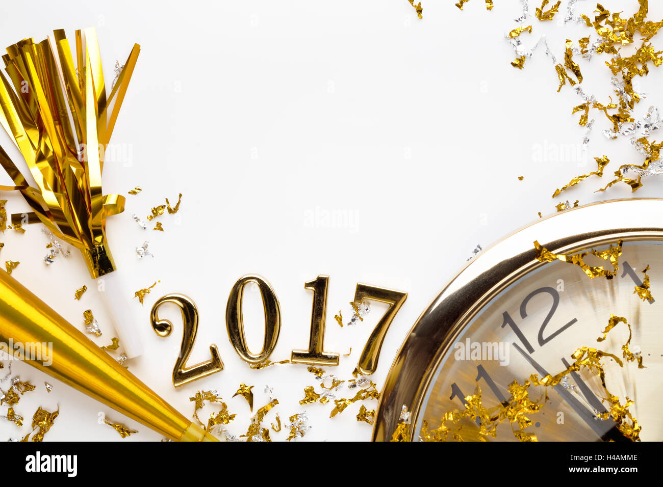 New Year 2017 Decoration on White Stock Photo