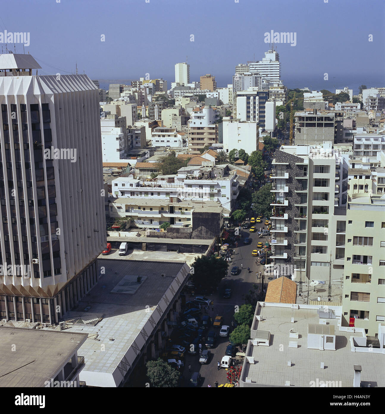 Senegal, Dakar, town view, Africa, West, Africa, peninsula, the Cape Verde, port, town, capital, building, high rises, street, traffic, overview, town overview, Stock Photo