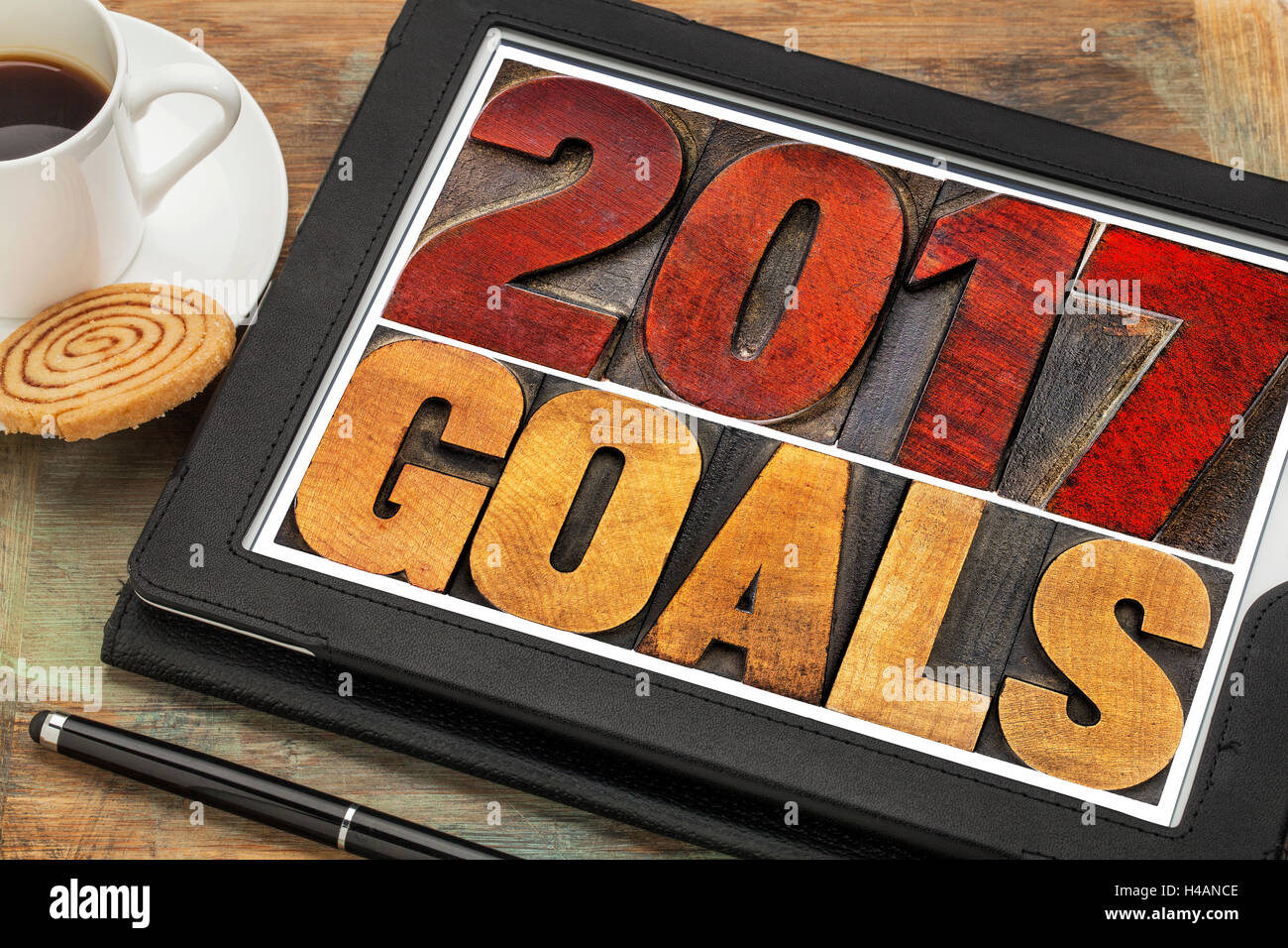 2017 Goals Banner New Year Resolution Concept Text In Vintage